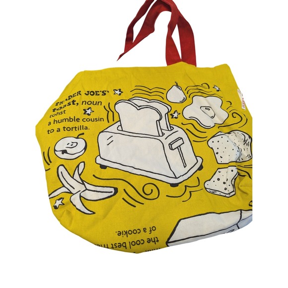 Trader Joe's Yellow Breakfast Food Graphic Tote Bag Toast Waffle - Picture 7 of 8